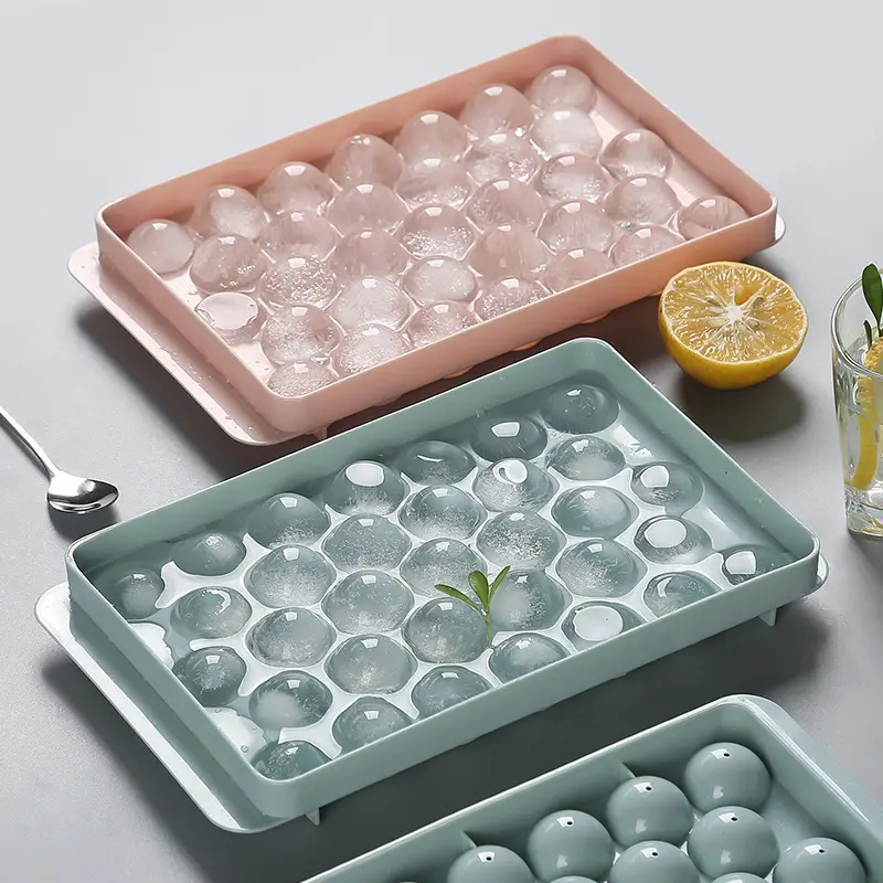 Vendita calda riutilizzabile antiaderente rotondo 6 vassoi per cubetti di ghiaccio sfera creatore di palline di ghiaccio stampo per palline di ghiaccio in Silicone