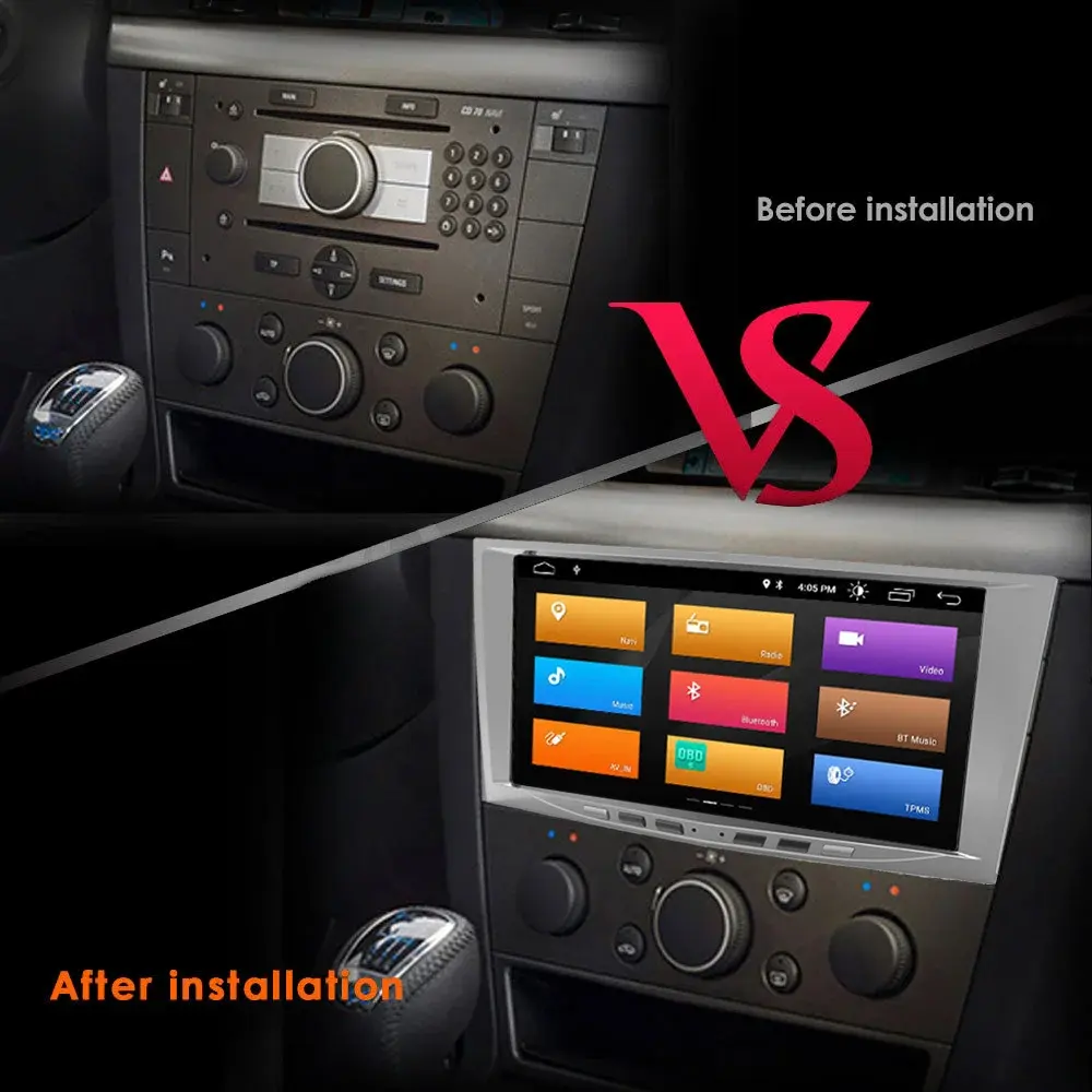 Rádio de carro 2DIN Android 8 "reprodutor multimídia estéreo para Opel Astra H J Vectra Vauxhall Antara Zafira Corsa C Vivaro Meriva Veda