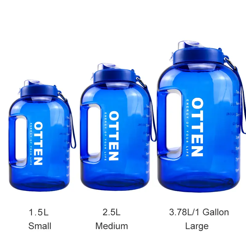 GZYSL मल्टीपल साइज 1.5L 2.5L 3.78L BPA फ्री लीकप्रूफ फ्लिप टॉप बोतल डायरेक्ट ड्रिंकिंग फिटनेस जिम जग वाइड माउथ मोटिवेशनल