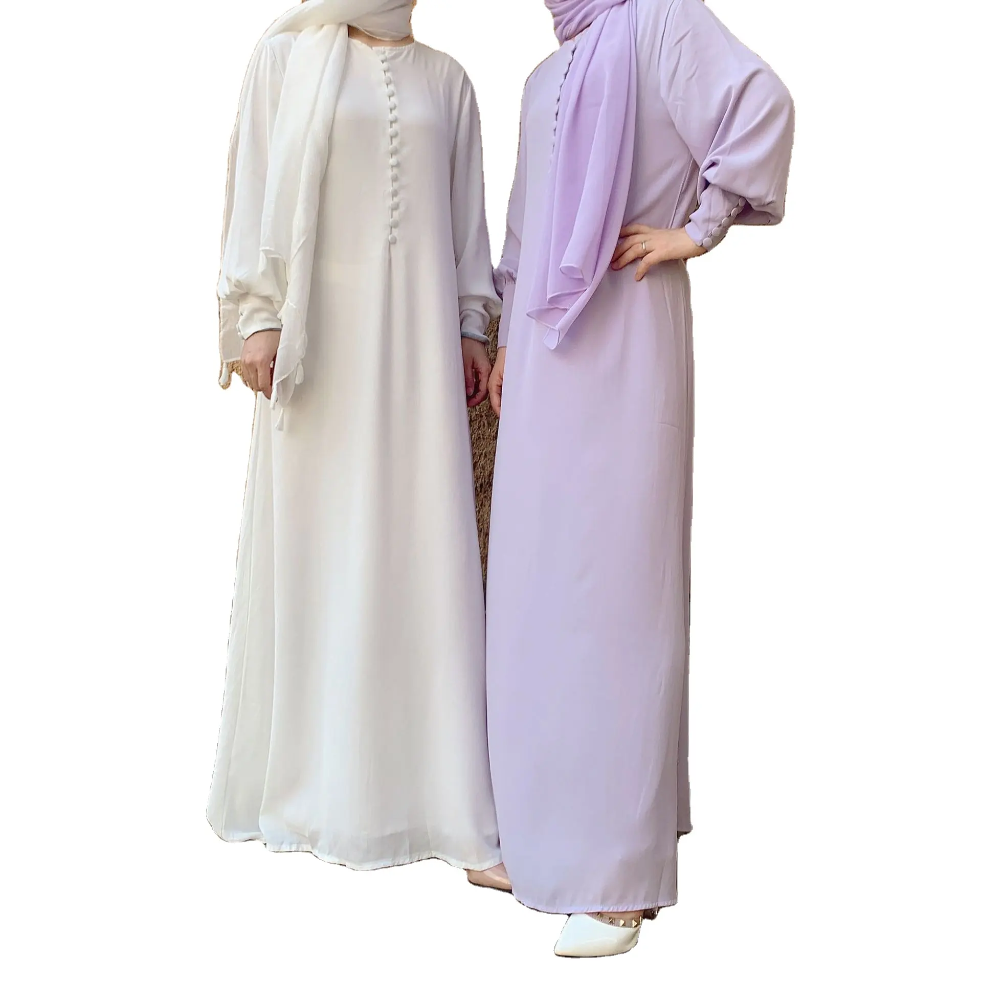 2023 personnalisé modeste vêtements islamiques caftan crêpe mousseline de soie Satin Hijab Jilbab Khimar dubaï femmes Maxi longue Abaya robe musulmane