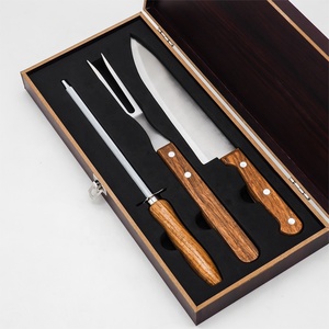4 kebap kavurma Set oyma bıçağı çatal izgara aracı açık barbekü mutfak aksesuar kiti ahşap kutu ile metalden yapılmış - Product Image 4