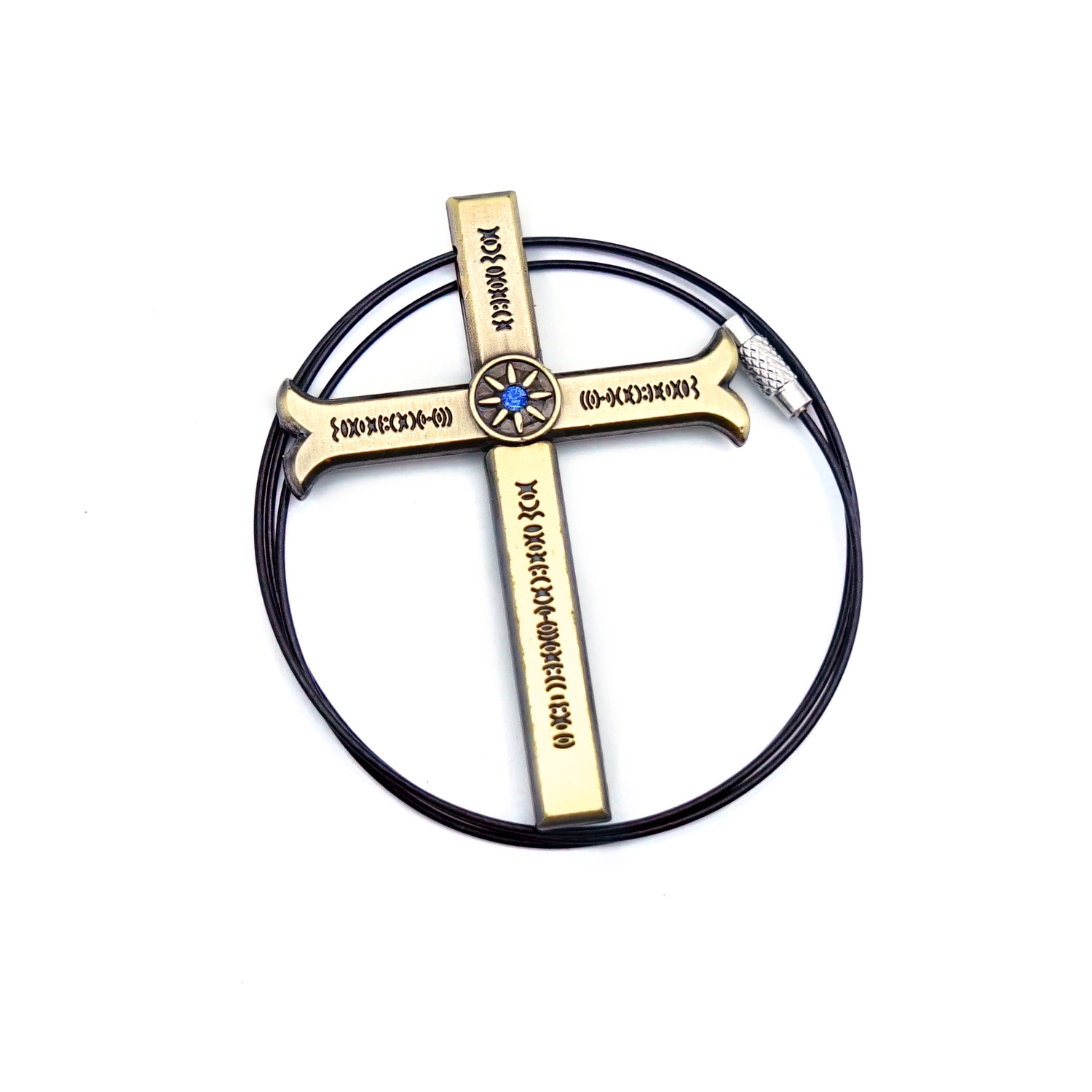 An ancient bronze cross necklace