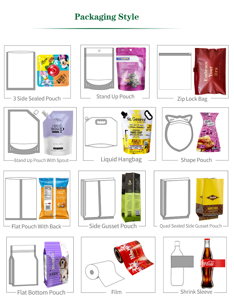 Stand Up Zipper Pouch Doy Bag, ziploc Kraft Paper Bag, Aluminum Laminated Foil Pouch, Snack Food Packagin