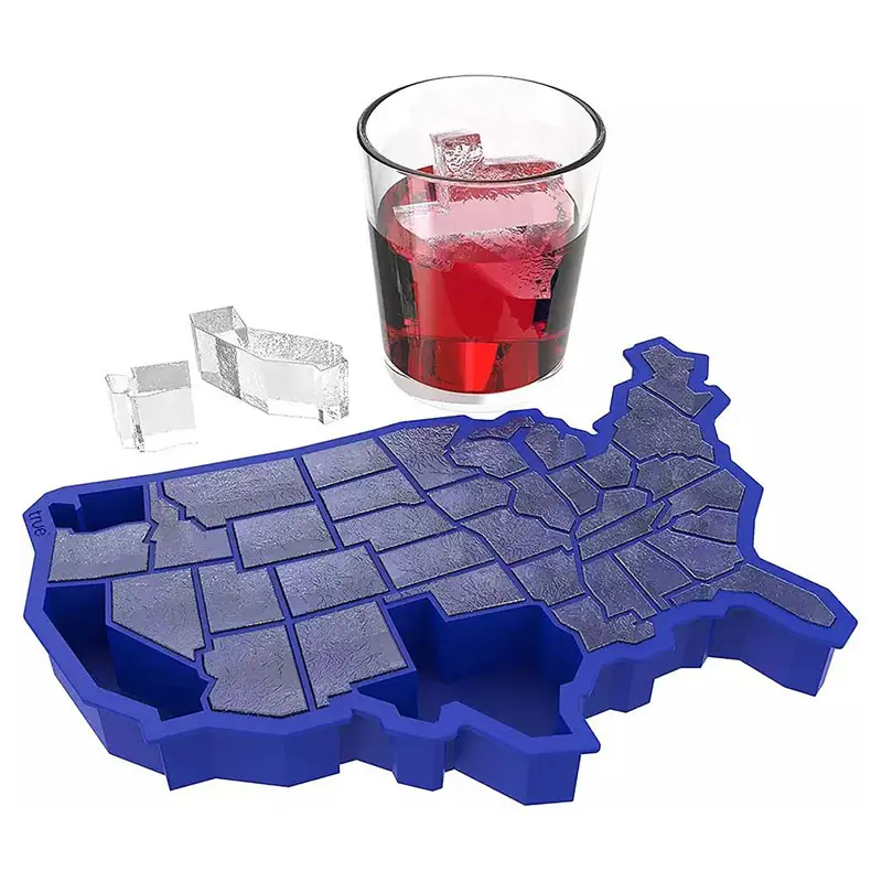 Silicone EUA Mapa Forma Cubos de Gelo Mold Fun Tray para Freezer Mini Mapa Americano Ice Ball Maker Fácil de liberar para Whiskey Party Gift