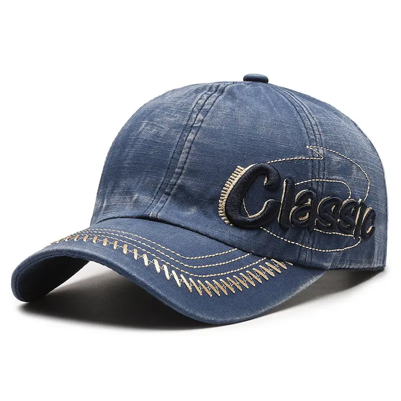 Classica primavera/estate Soft Top traspirante retrò Casual lavato vecchio cappello da Baseball da Cowboy di colore graduale per gli uomini e le donne