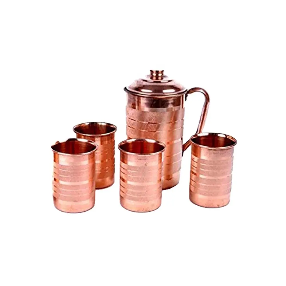 Conjunto de cobre para chá, conjunto com jarro, cobre, vidro, cobre, cobre, vidro, de metal, árabe