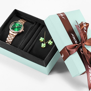 SINOBI Luxus Mode Armbanduhren Geschenk boxen Damen Stil Hersteller grünes Zifferblatt Quarzuhren für Frauen