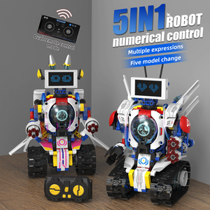 LED Display Screen <strong>Robot</strong> Toy with Light Function DIY Electronic Building Block Made of Plastic Educational Remote Control Toy - Product Image 2
