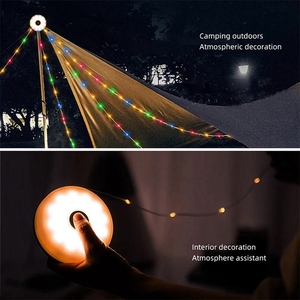 Cadena de luces para acampar recargable por USB, 8 modos de Flash, cadena de luces para acampar, 100 LED, 10m, cadena de luces para acampar
