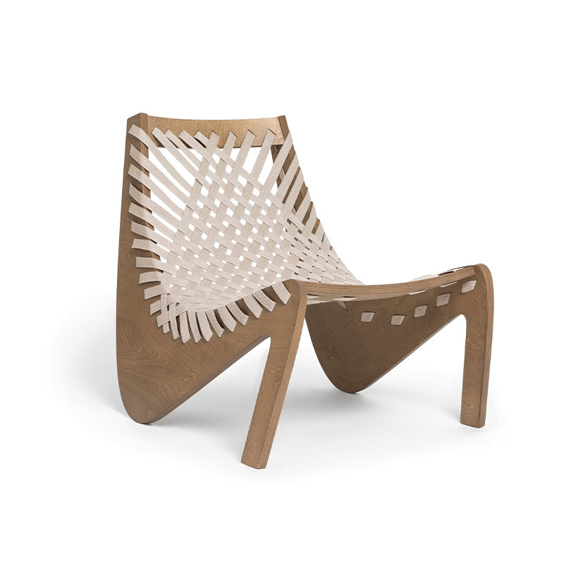 Natural wood color frame-off-white weaving