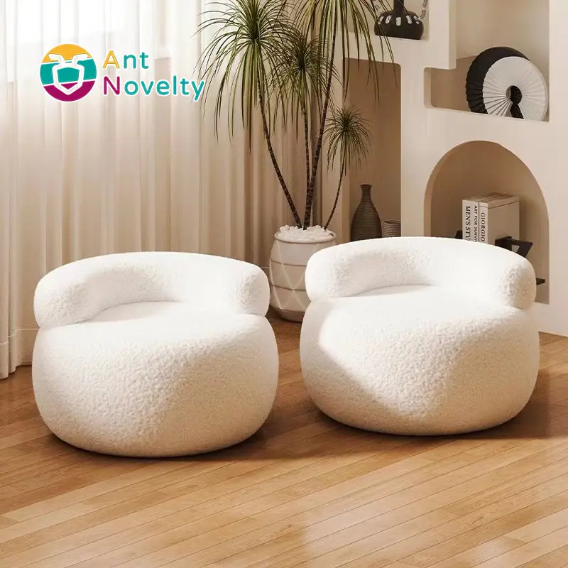 AntNovelty nórdico moderno tejido de lana de cordero muebles de ocio individual sillón sofá