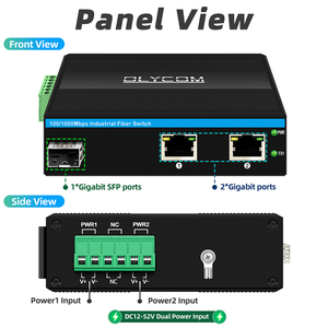 デュアルパワー入力DC12-52Vギガビット光ファイバコンバータDinネットワークスイッチ - Product Image 2