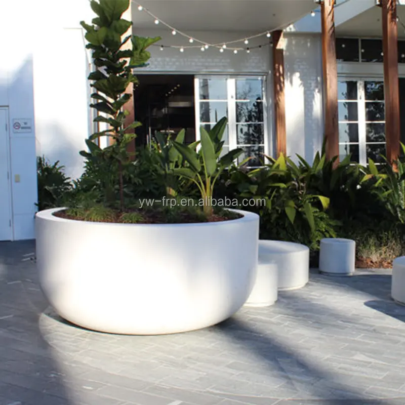 ガーデンパティオ用の丸い大きなグラスファイバー植木鉢ツリーFrp植木鉢装飾
