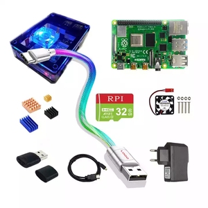 Ahududu Pi 4 kiti 2GB 4GB 8GB RAM + WIFI akıllı USB kablosu + akrilik kılıf + güç kaynağı + ısı yutucular ahududu Pi için 4 Model B