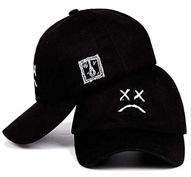 Sad Boys Adjustable Hat Crying Face Embroidery Baseball Cap Dad Hat Hip Hop Cap Black