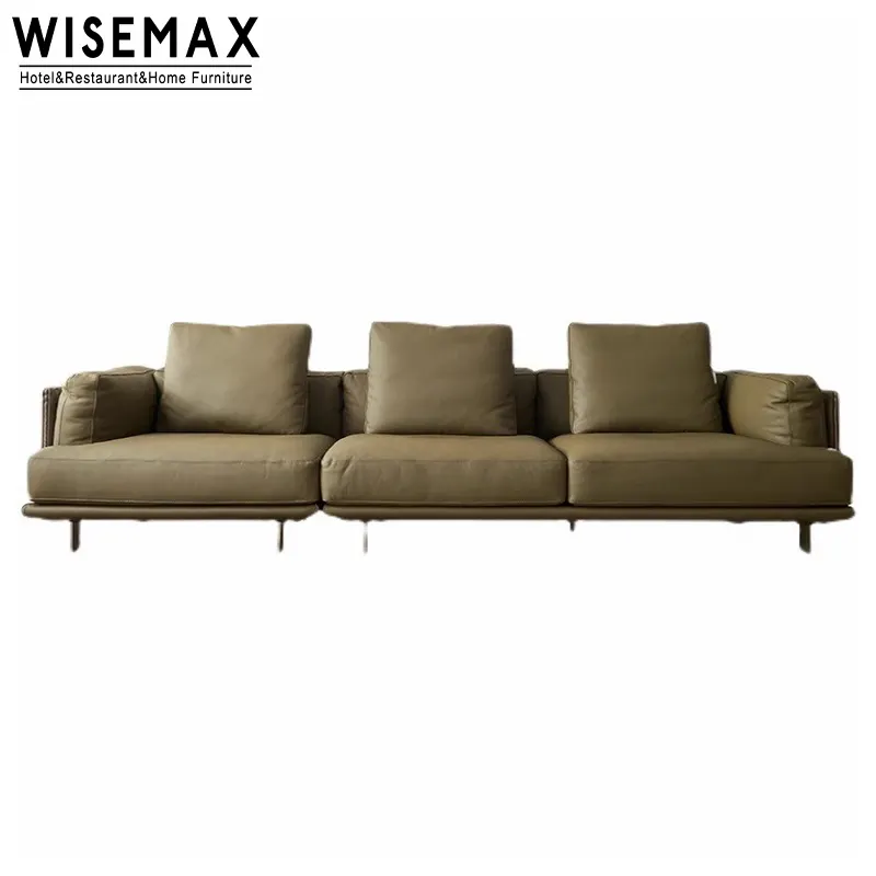WISEMAX perabot minimalis Italia Sofa Set FURNITURE ruang tamu Modern mewah Kulit bentuk L sudut Sofa dengan fungsi tempat tidur