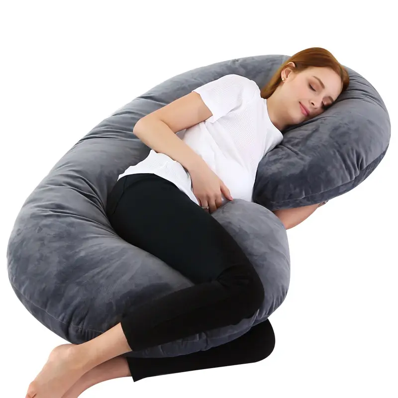 Uso multiuso Comfort copertura in cotone velluto supporto premaman cuscino per gravidanza a forma di C per donne incinte