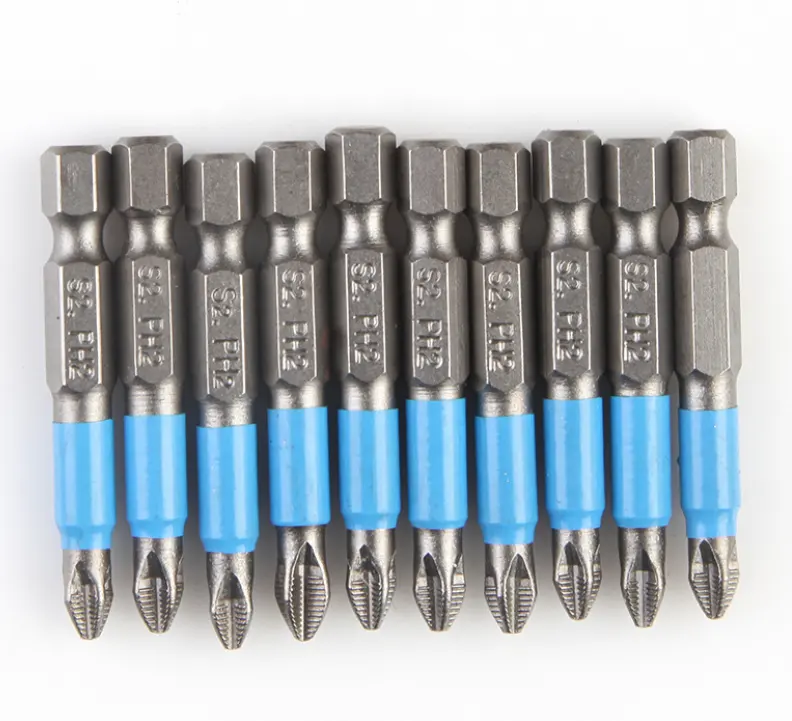 Bộ Mũi Khoan Hex Shank Chuyên Nghiệp 10 Chiếc Bits Công Cụ Điện Phụ Kiện Với Cao Su Màu Xanh