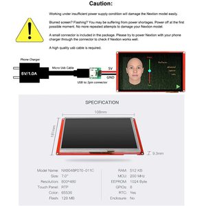 nextion nx8048p070-011c-y 7 intelligenter TFT-LCD-Modul Nextion-Display Touchscreen nx8048p070-011c-y 7 Zoll Nextion-Display