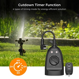 Enchufe de temporizador para exteriores con salida remota, interruptor de control inalámbrico TESSAN con 2 salidas a tierra, sensor de luz del anochecer al amanecer para String Li
