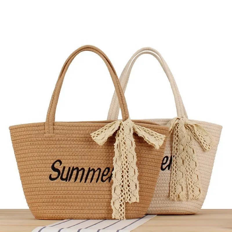 FSP90 borse da viaggio in paglia da spiaggia da donna in stile europa occidentale moda nuovo Design vacanza al mare borsa a mano grande da viaggio