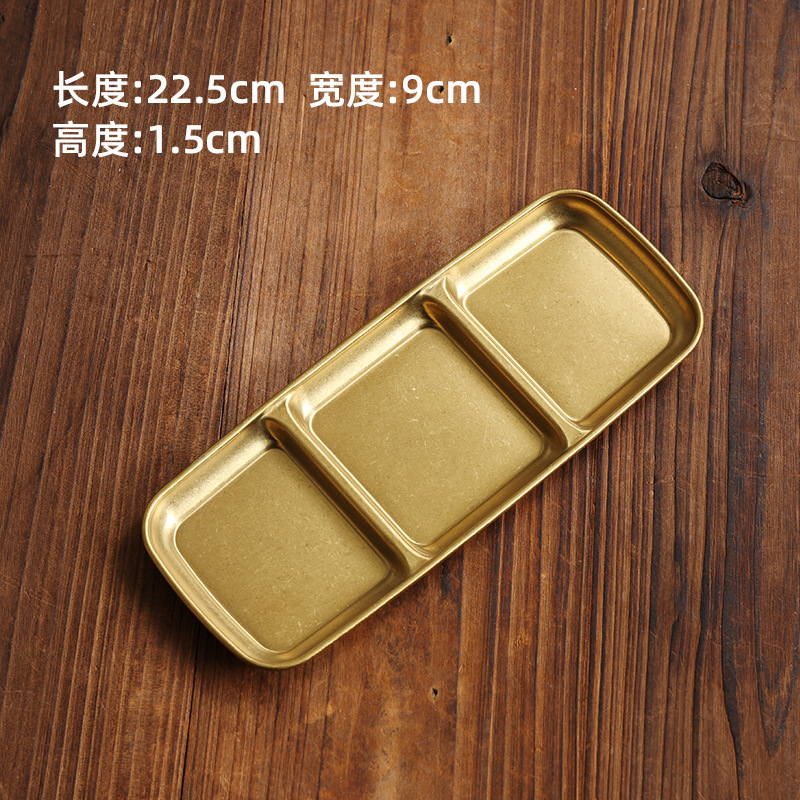9x22.5cm three-compartment square dish (vintage gold)
