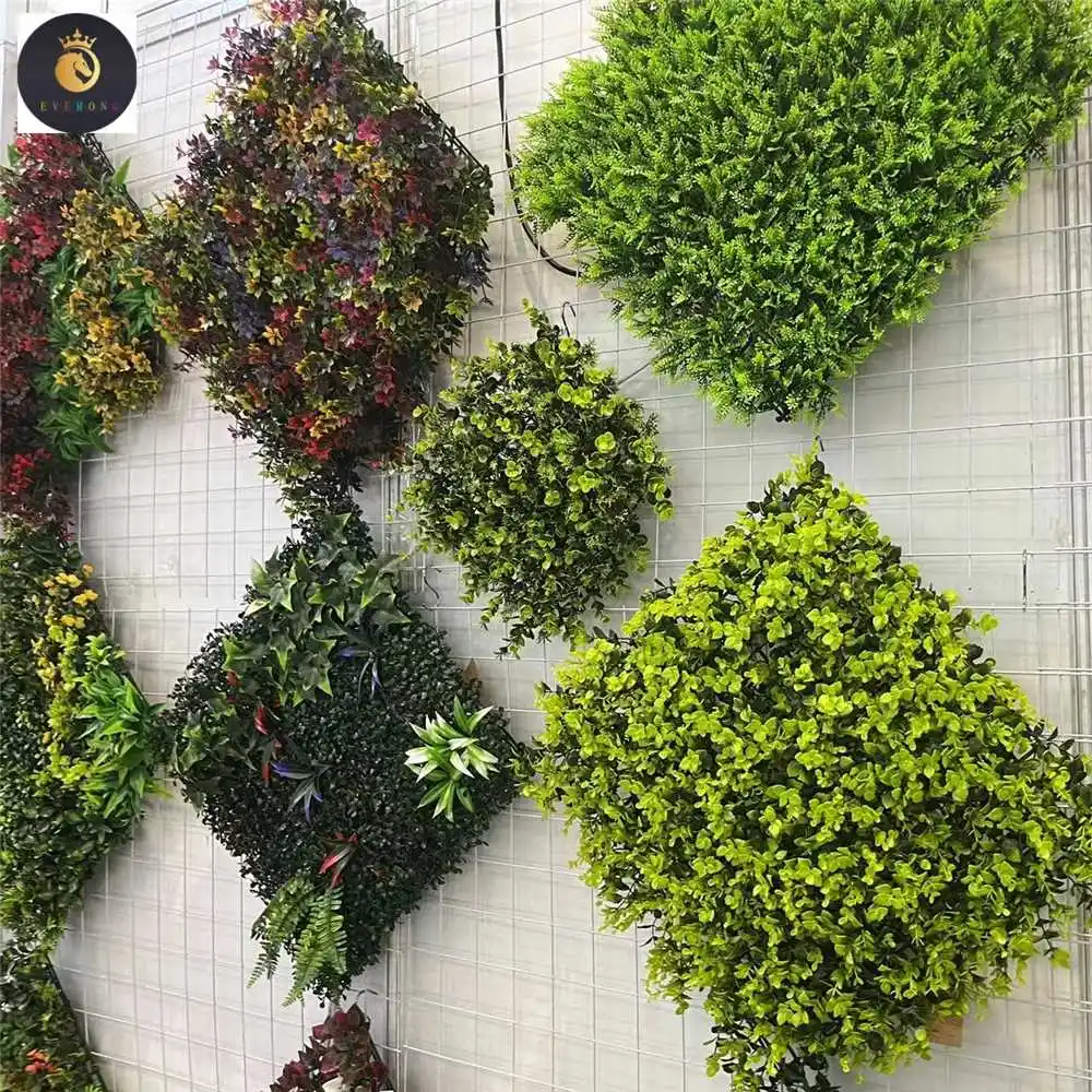 T72 인조 잔디 녹색 회양목 울타리 토피 식물 가짜 잔디 벽 패널 교수형 잔디 100x100 정원 개인 정보 보호 UV 야외