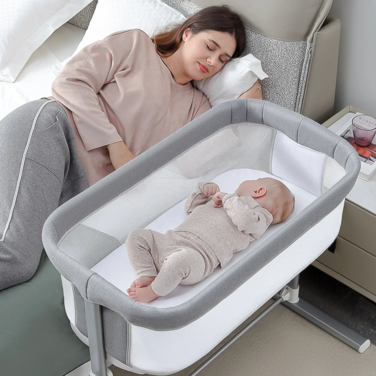 Di lusso moderno neonato multifunzionale bambino porta letto letto letto letto lettino regolabile comodino bambino culla culla