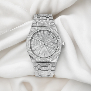 Không thấm nước sang trọng tự động hip hop Đồng hồ cơ khí với trường hợp sapphire và ban nhạc thép không gỉ cho nam giới - Product Image 1