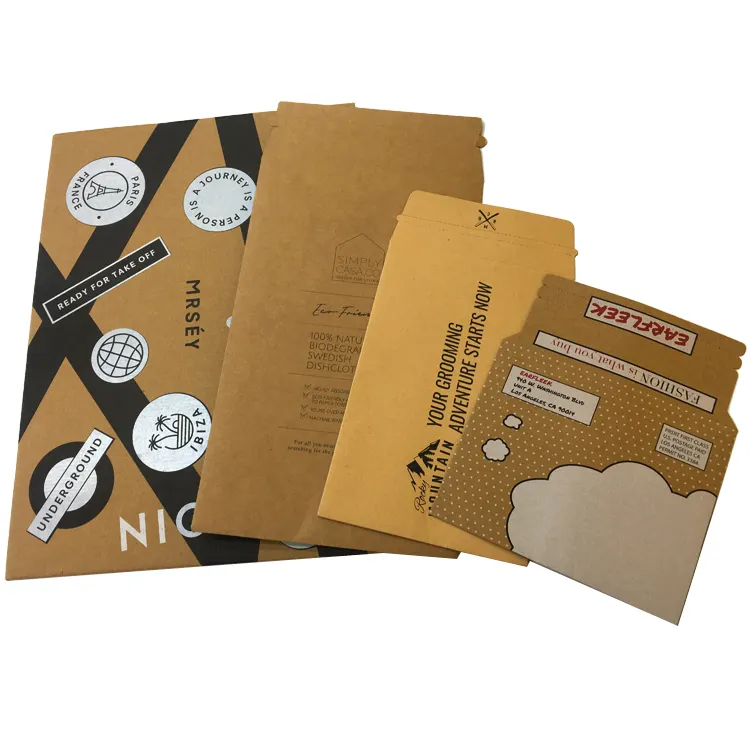 Конверты из переработанной крафт-бумаги, жесткие мини-конверты для фотографий, не сгибаются, картонные конверты с принтом, конверты для упаковки