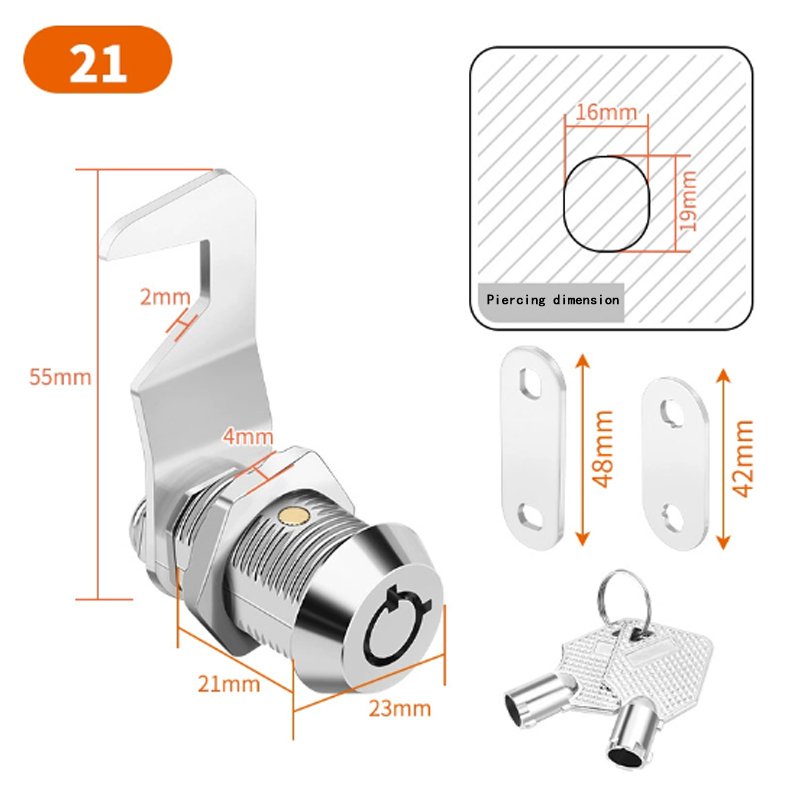 21mm multi-color single-opening alloy key - 2 keys