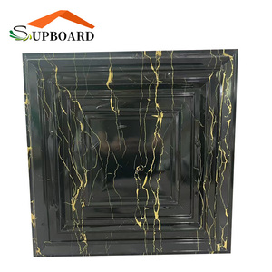 佛山家居装饰3D黑色钻石PVC天花板图案面板 - Product Image 1