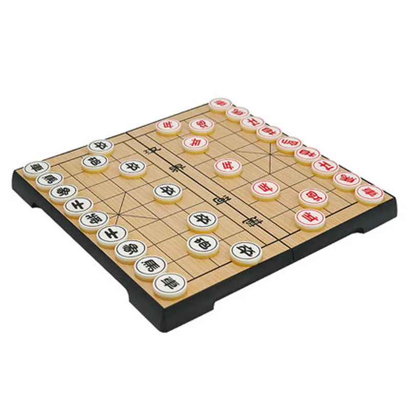 Jogo portátil magnético dobrável, jogo de xadrez chinês com plástico magnético, conjunto de xadrez, tabuleiro para viagem para festa