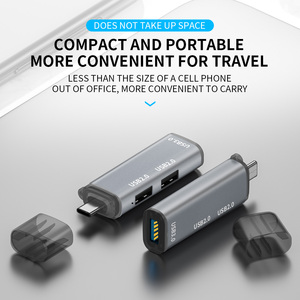 3端口Type-C集线器ADS-302C 2 * <span class=keywords><strong>USB</strong></span> 2.0 + 1 * <span class=keywords><strong>USB</strong></span> <span class=keywords><strong>3.0</strong></span>转换器坞站，适用于Macbook笔记本电脑多3合1 <span class=keywords><strong>USB</strong></span> C分离器适配器
