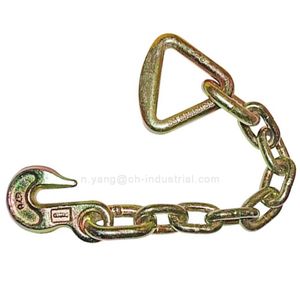 Cadena de EE. UU. con anillo Delta y gancho de agarre cada uno en un extremo G70 Cadena de encuadernación de transporte Cadena de registro galvanizada de 3/8" - Product Image 2