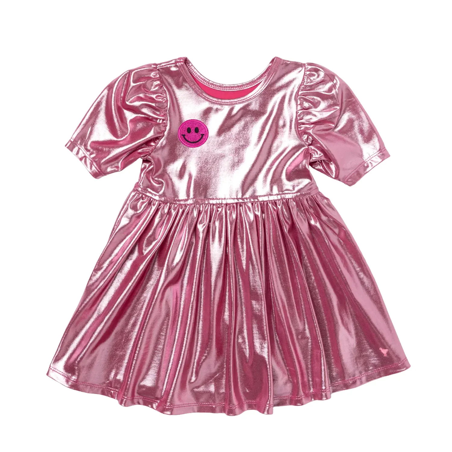 Fashion Style Metallic Dress Girls Cute Short Sleeve Kids Party Dress for Girls