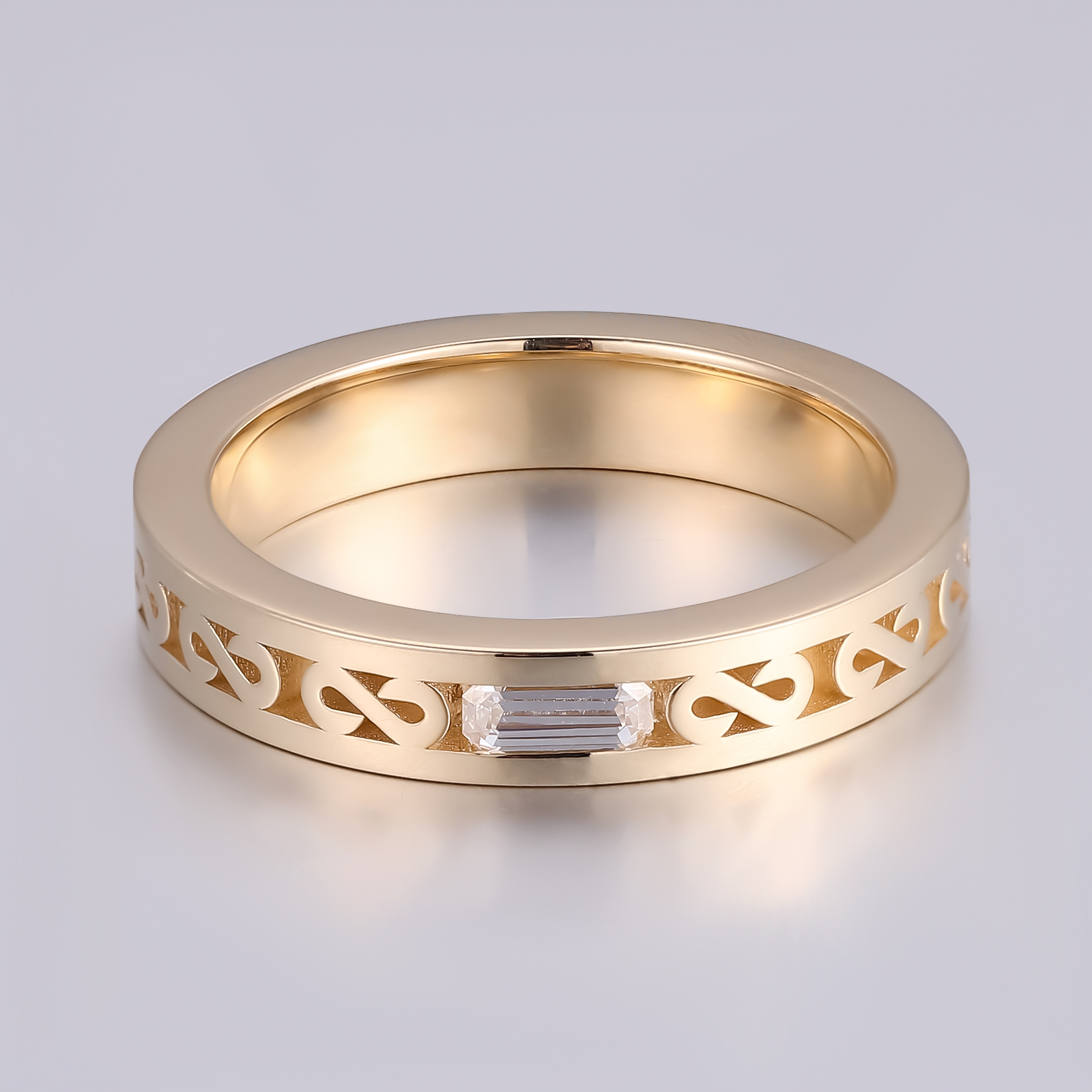 Bague en or 10 carats avec pierres précieuses de laboratoire, largeur 4,5 mm