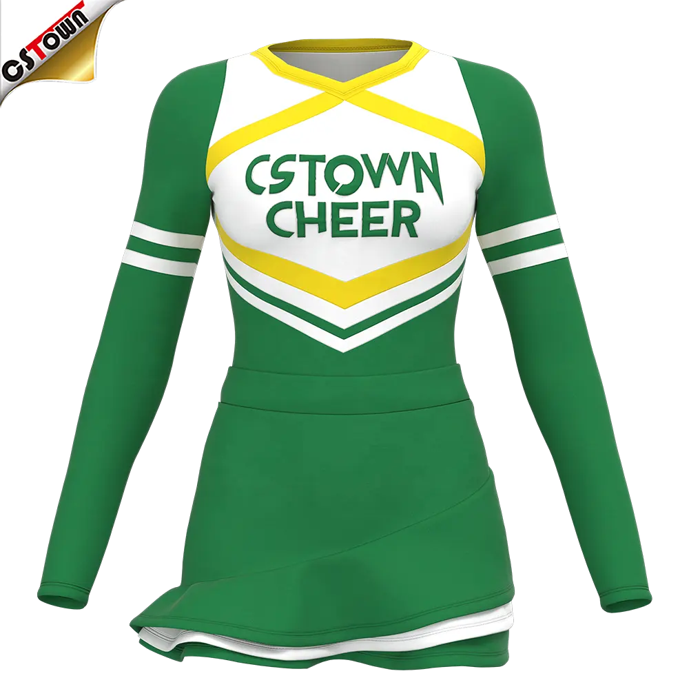 Venta caliente Cheerleader Costume Dress Venta al por mayor Cheerleading Faldas Diseño personalizado Shell Top para Cheerleaders