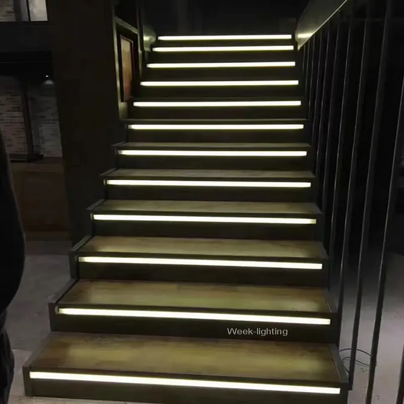 PIR-Sensor Treppen licht leiste unter Schrank bewegung Nachtlicht 24V Adressierbare LED-Streifen leuchten für Treppen 2 Seiten handlauf