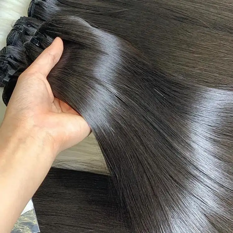 Toptan ham işlenmemiş insan saçı kemik düz paket satıcı ham bakire vietnamlı saçı paket insan saç demetleri