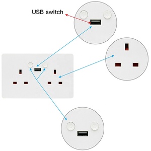 高品质英国智能wifi 2 gang白色双插座，带单USB按钮和计时器240V 13A电源 - Product Image 3