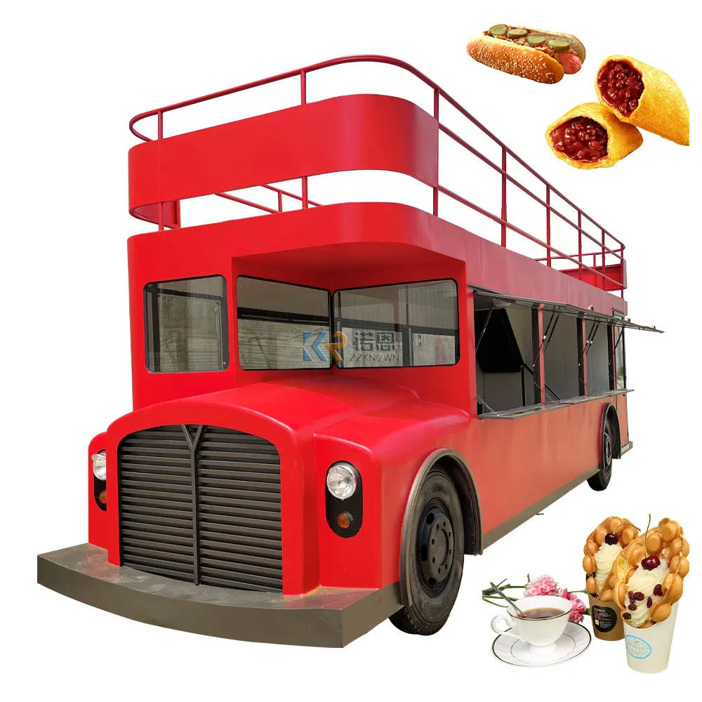 Mobile Electric Food Truck Bierbar Luxus Doppeldecker Open Top Food Bus für den Verkauf von Eis Hot Dog