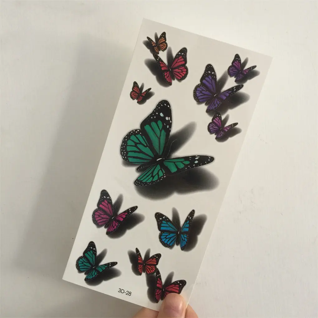CMYK ручной небольшой размер 3D бабочка классический долговечный Фабричный эскиз Цветок Наклейка боди арт временная татуировка наклейка