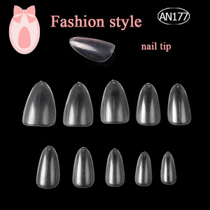 TSZS fabrika tedarikçisi tam kapak badem yanlış İpuçları sivri yuvarlak şekil yapay ABS şeffaf manikür çivi İpuçları - Product Image 2