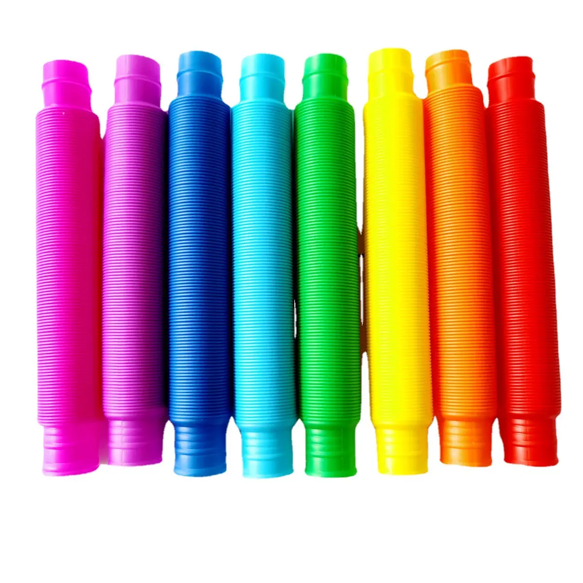 Regenboog Kleur Rekbaar Plastic Telescopische Mini Pop Tubes Kids Leuke Stress Verlichten Speelgoed