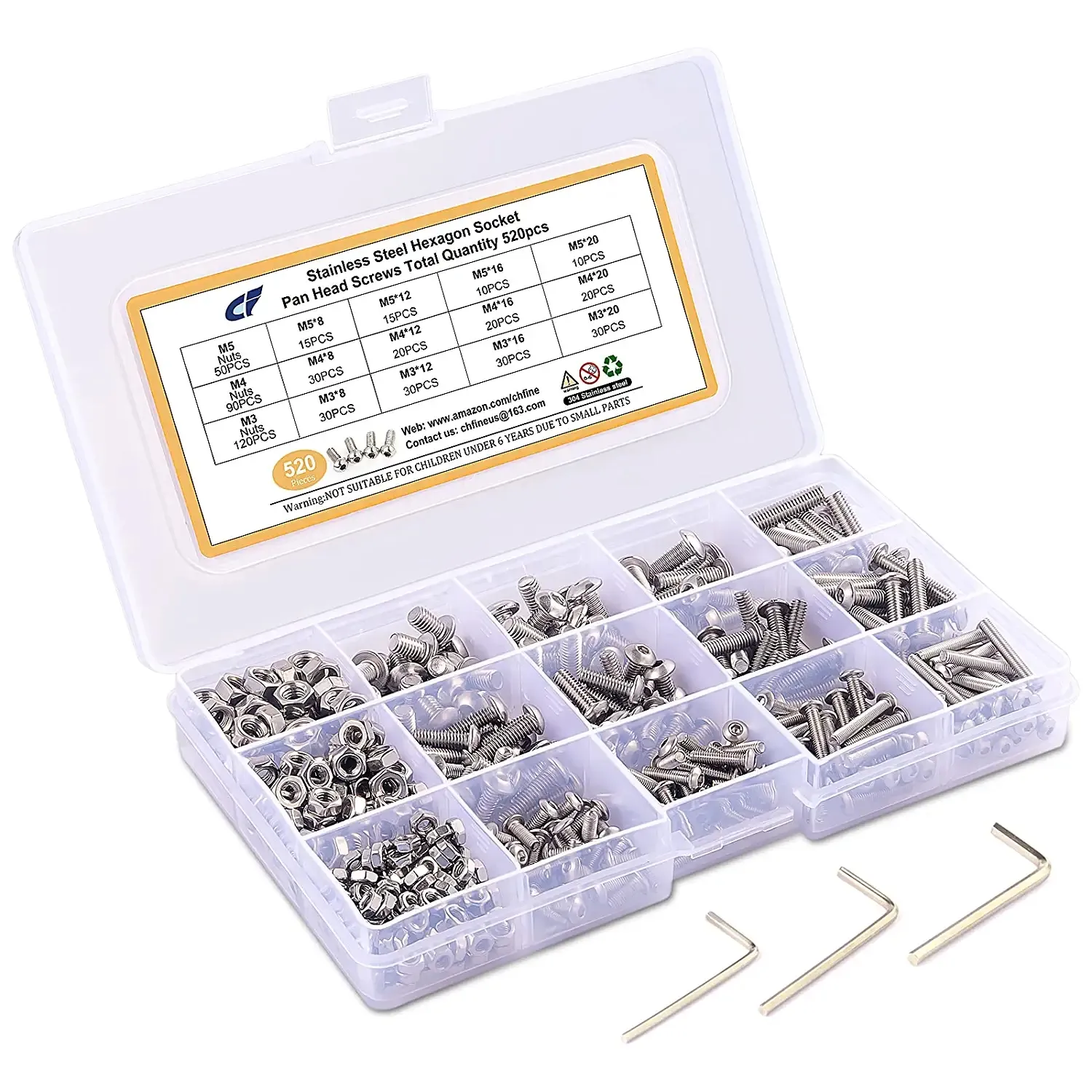 Kit Hardware Kit bulloni e viti per dadi assortiti Sae da 520 pezzi