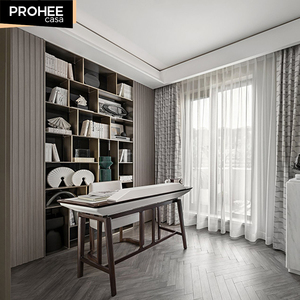 家庭卧室办公室书房书写带书架和椅子的学习桌 - Product Image 1