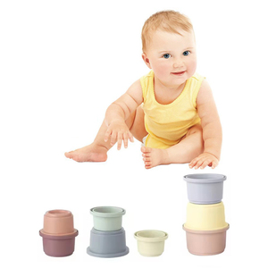 8pcs vừa lúa mì phong cách vòng xếp chồng ly đồ chơi giáo dục thiết lập cho bãi biển trong nhà phòng tắm sử dụng áp suất thấp PP vật liệu nhựa - Product Image 5