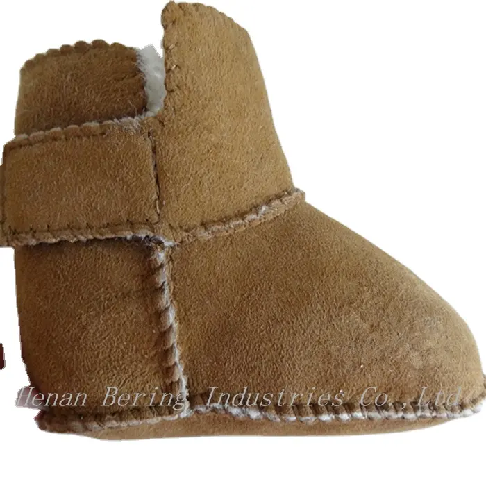 Chaussures en peau de mouton mérinos pour bébé, botte de neige d'hiver chaude, vraie fourrure de mouton douce et chaude, chaussures d'hiver pour bébé