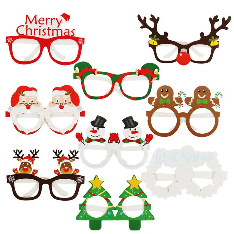 منتجات جديدة 9 حزم نظارات عيد الميلاد نظارات عيد الميلاد حفلة عيد الميلاد لصالح الطفل قرون عيد الميلاد سانتا سنو مان نظارات إطار زي ديكور